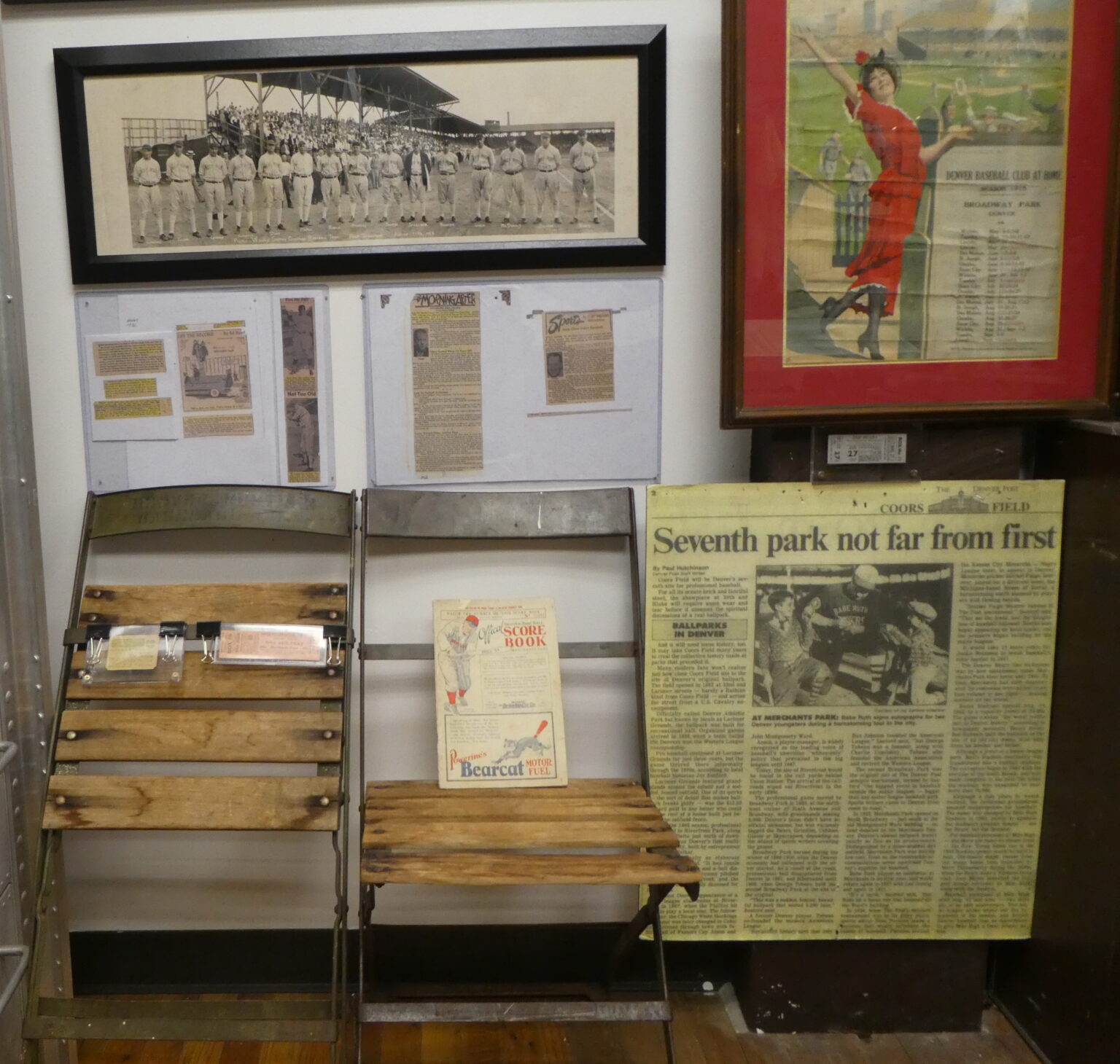 New Exhibit - Vintage Merchants Park Seats - National Ballpark Museum